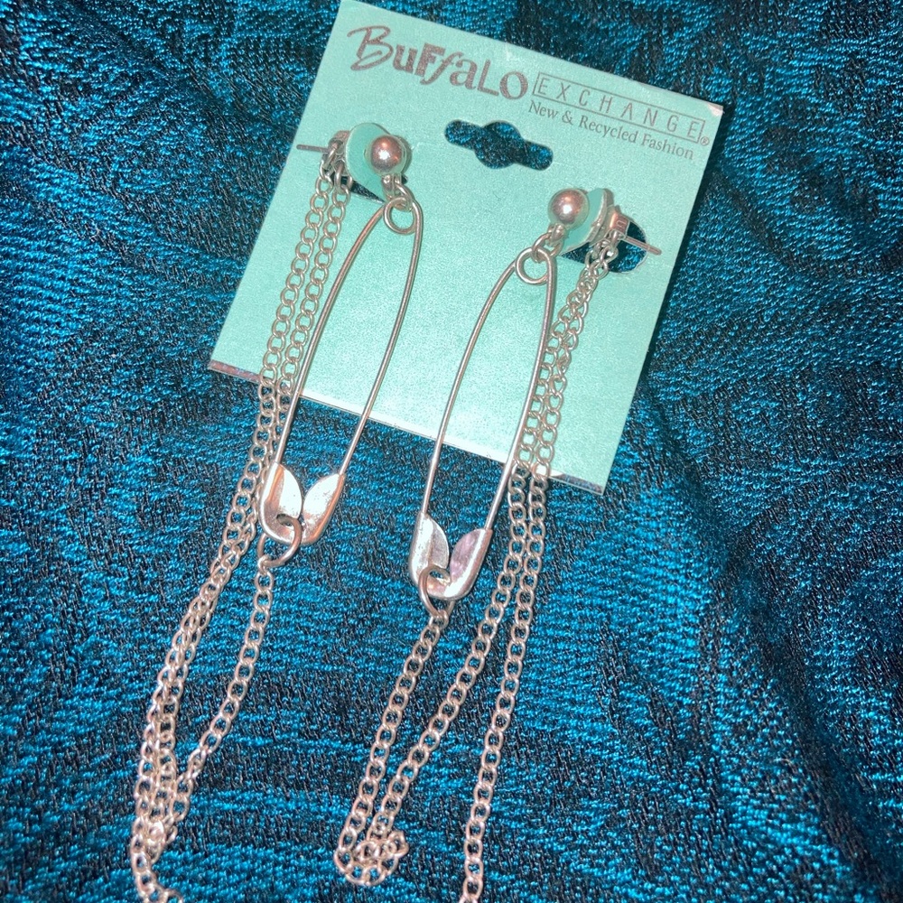 Safety Pin Chain Earrings